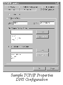 Sample TCP/IP Properties DNS Configuration