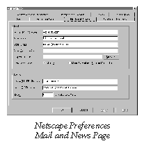 Netscape Preferences/Mail and News page